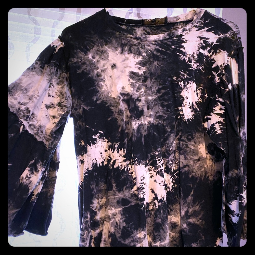 Black and white bell sleeve top